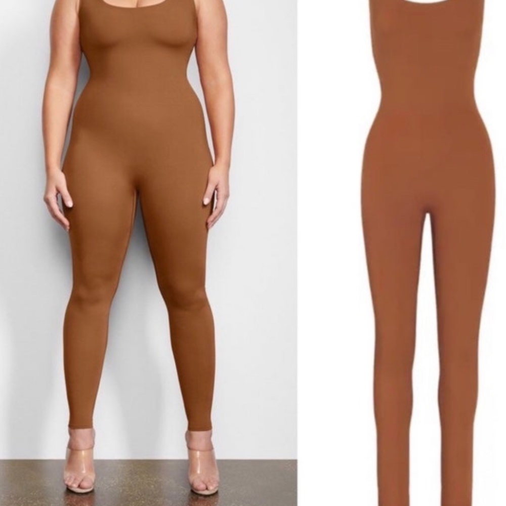 NWT Skims Caramel S Tank Jumpsuit Catsuit all in One Brown Nude